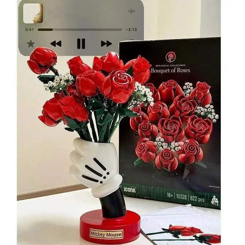 MOC MOC Lego Compatible Red Rose Building Blocks Gift Set for Girls - ToylandEU
