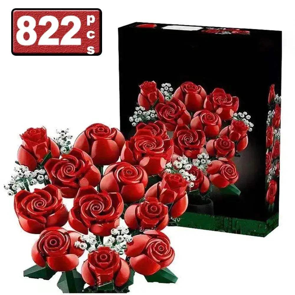 MOC MOC Lego Compatible Red Rose Building Blocks Gift Set for Girls - ToylandEU