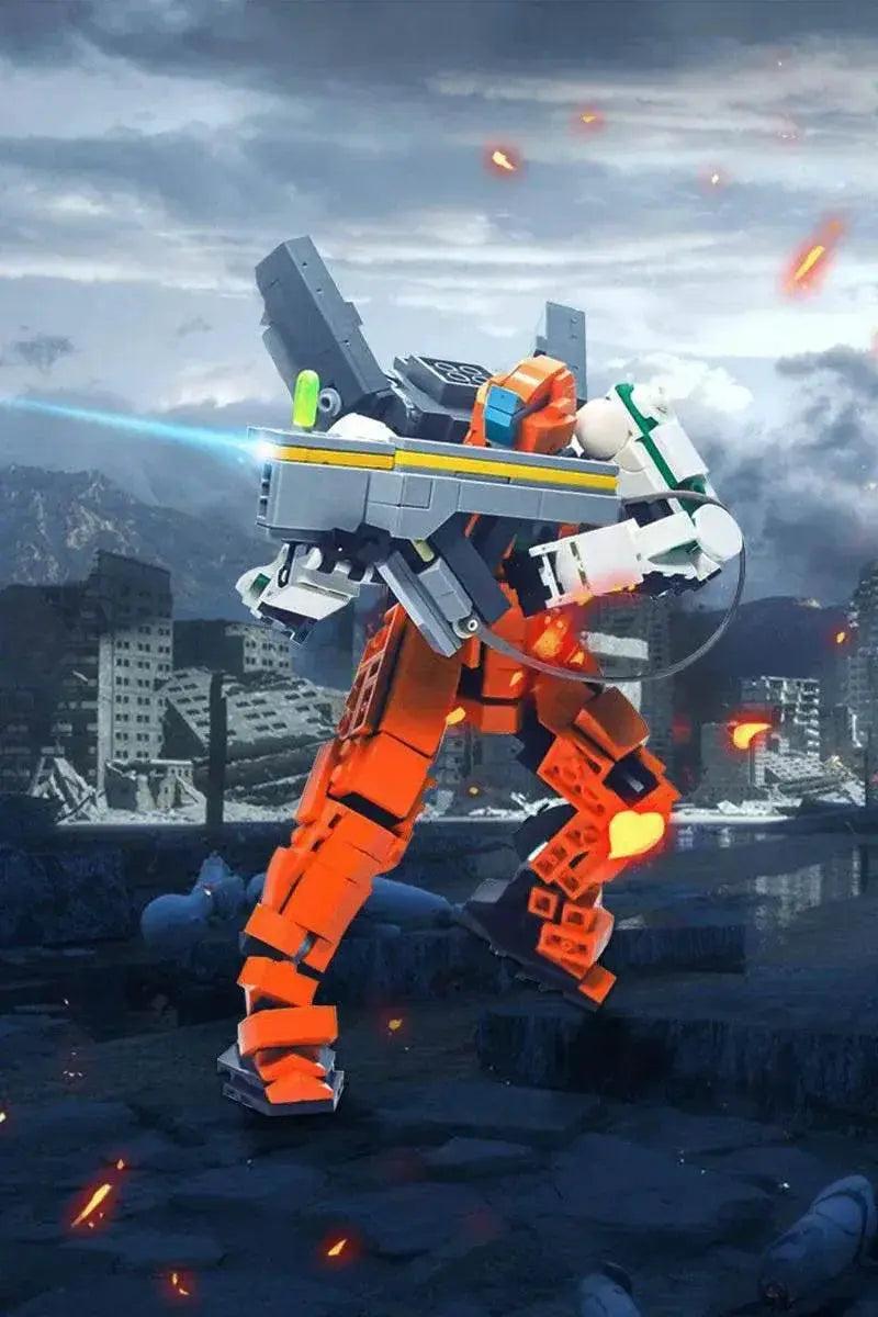 MOC Orange Sentinel Mech Model Building Blocks Game Building Bricks MOC - ToylandEU