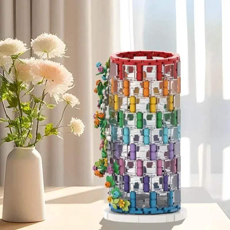 MOC Rainbow Vase Model Building Blocks Flower Vase Gift Building Bricks MOC - ToylandEU