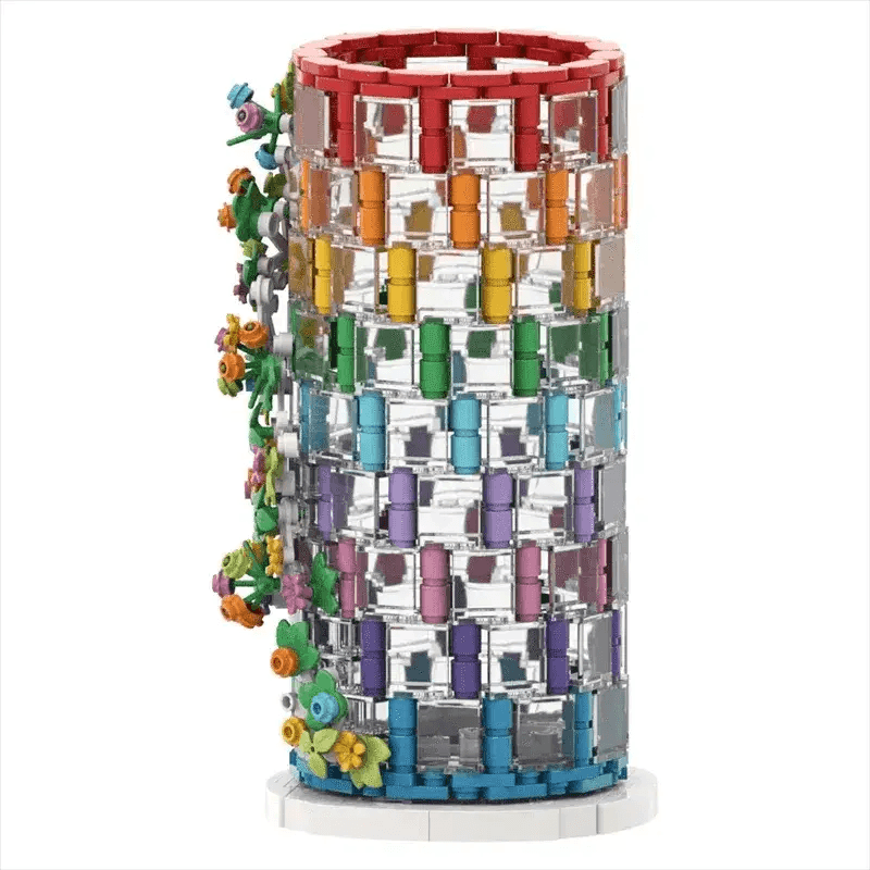 MOC Rainbow Vase Model Building Blocks Flower Vase Gift Building Bricks MOC - ToylandEU