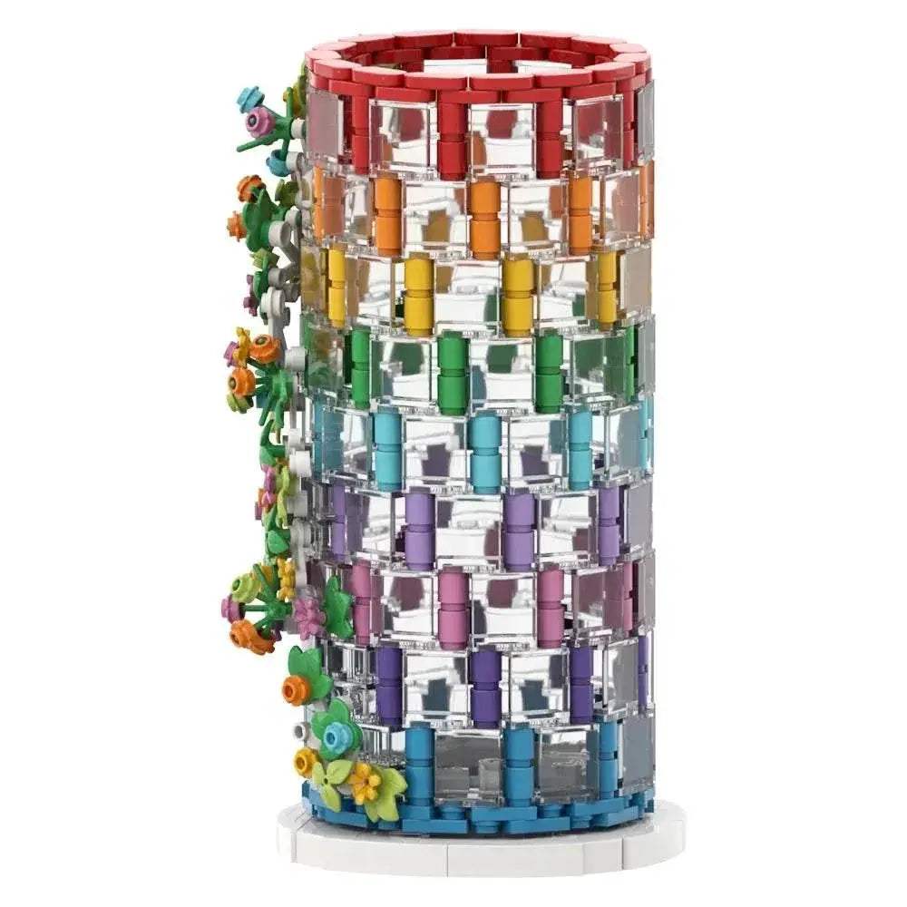 MOC Rainbow Vase Model Building Blocks Flower Vase Gift Building Bricks MOC - ToylandEU