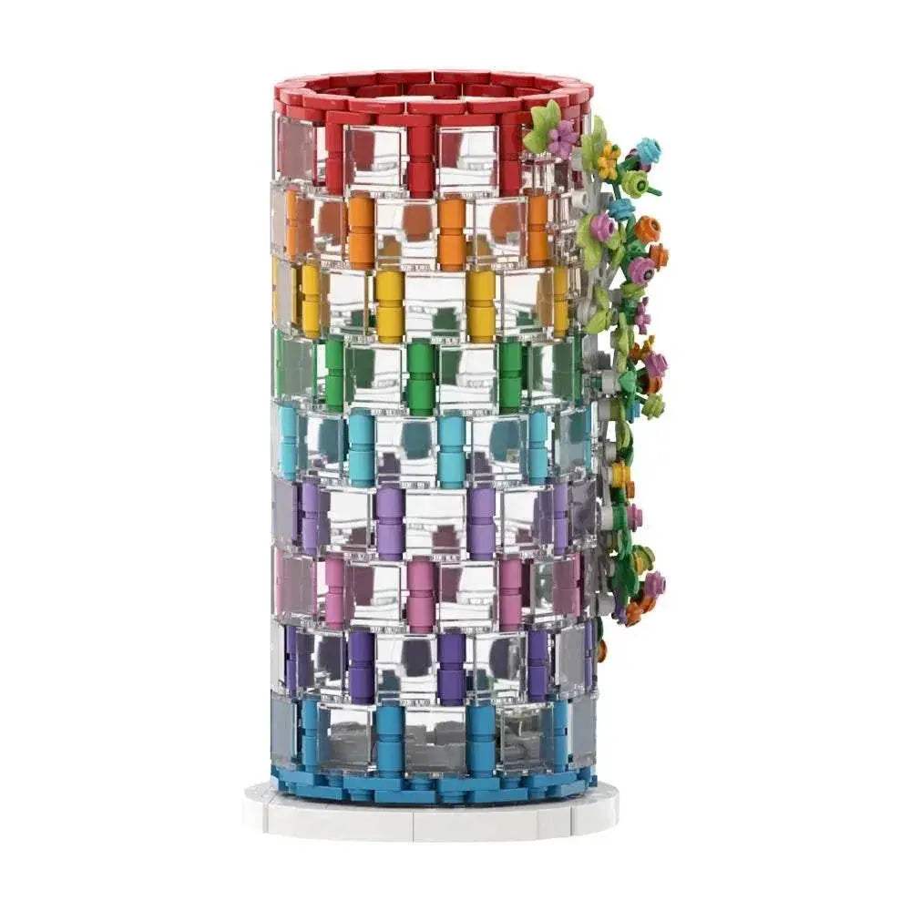 MOC Rainbow Vase Model Building Blocks Flower Vase Gift Building Bricks MOC - ToylandEU