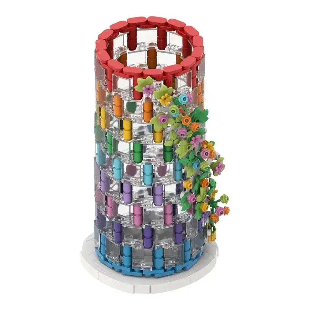 MOC Rainbow Vase Model Building Blocks Flower Vase Gift Building Bricks MOC - ToylandEU