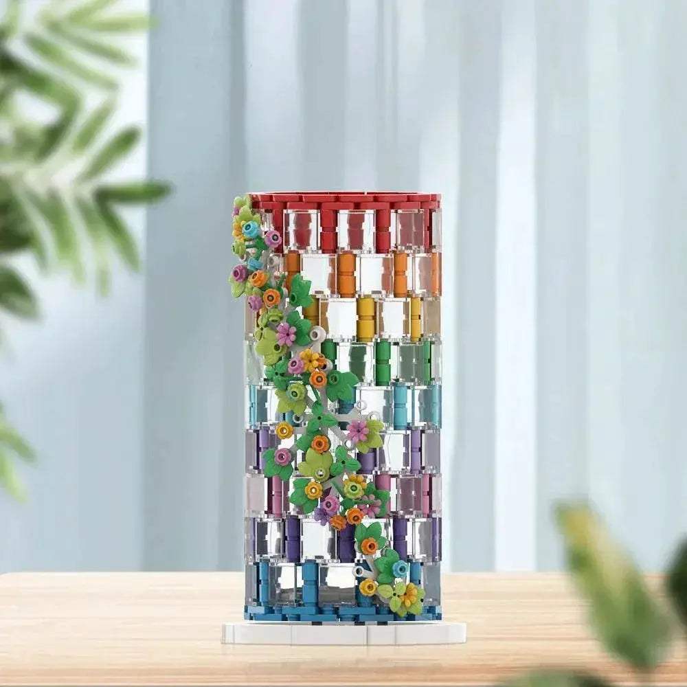 MOC Rainbow Vase Model Building Blocks Flower Vase Gift Building Bricks MOC - ToylandEU