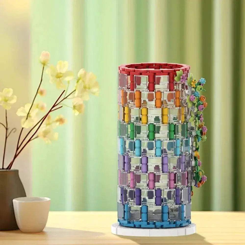 MOC Rainbow Vase Model Building Blocks Flower Vase Gift Building Bricks MOC - ToylandEU
