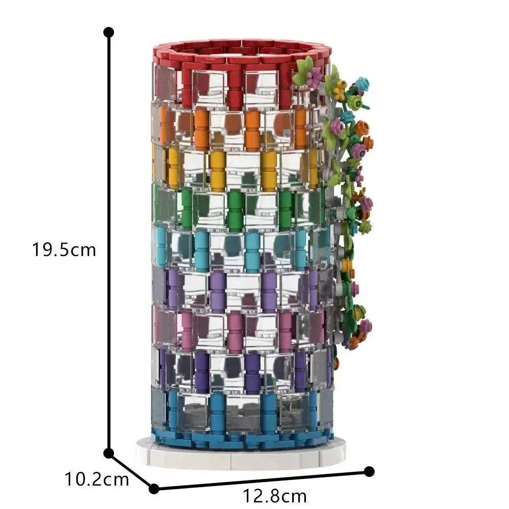 MOC Rainbow Vase Model Building Blocks Flower Vase Gift Building Bricks MOC - ToylandEU