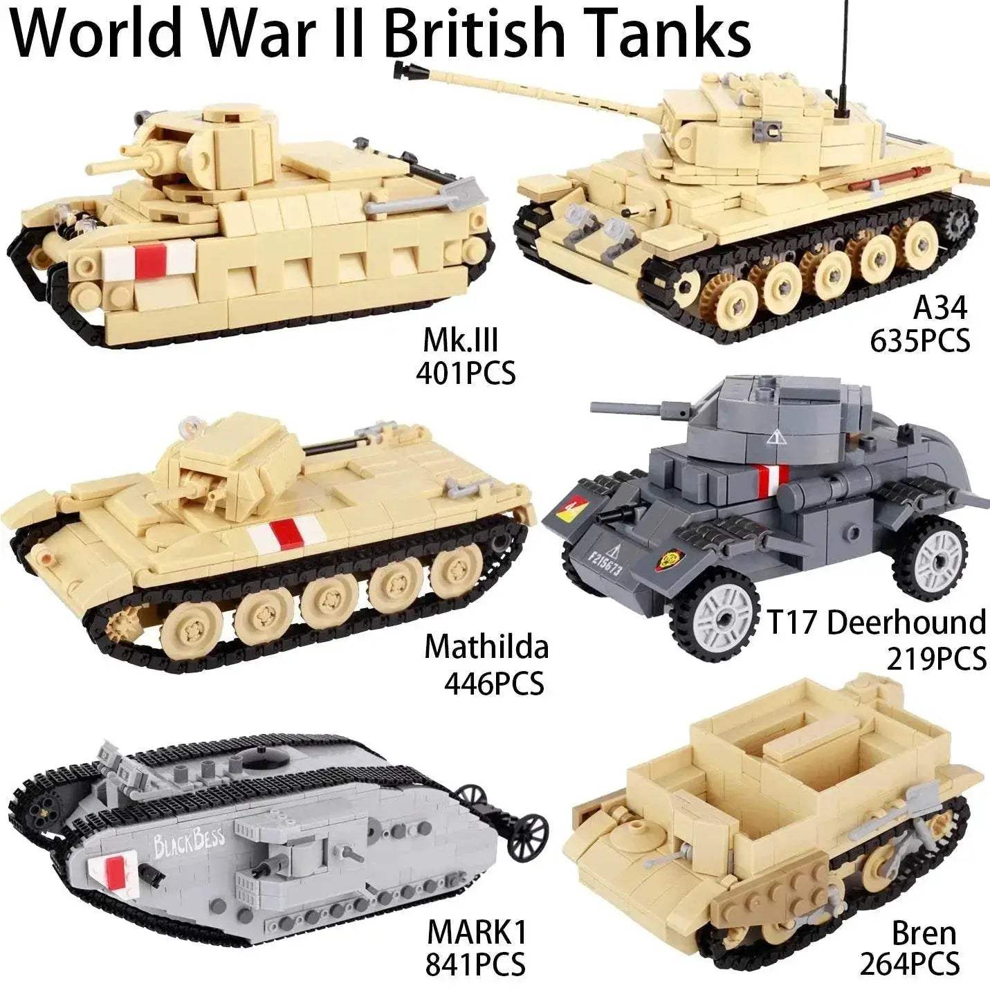 MOC WW2 British Main Battle Tank Building Blocks Kit Bricks Toys Building Bricks MOC - ToylandEU