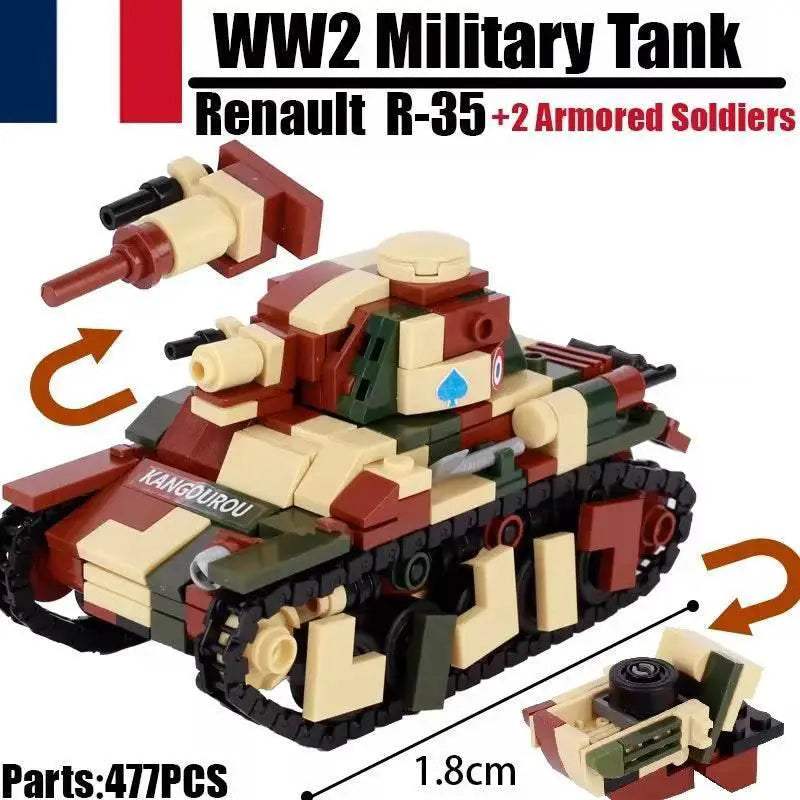 MOC WW2 Military Main Battle Tank Building Blocks Kit Building Bricks MOC - ToylandEU
