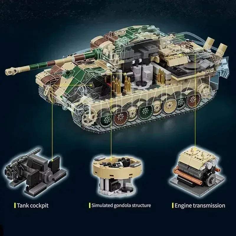 MOC MOC WWII Panzer Tank Building Blocks Kit 1962 Pieces Lego Compatible - ToylandEU