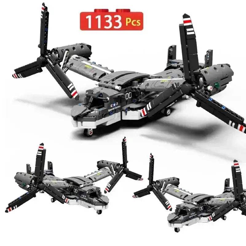 MOC Massive 1133Pcs Military Aircraft Building Blocks Set Osprey Fighter - ToylandEU