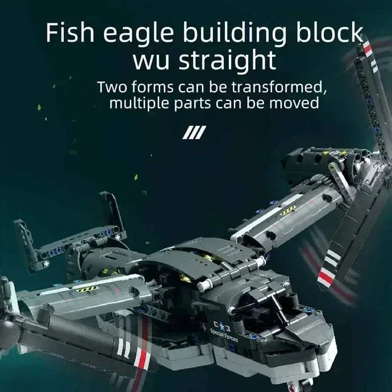 MOC Massive 1133Pcs Military Aircraft Building Blocks Set Osprey Fighter - ToylandEU