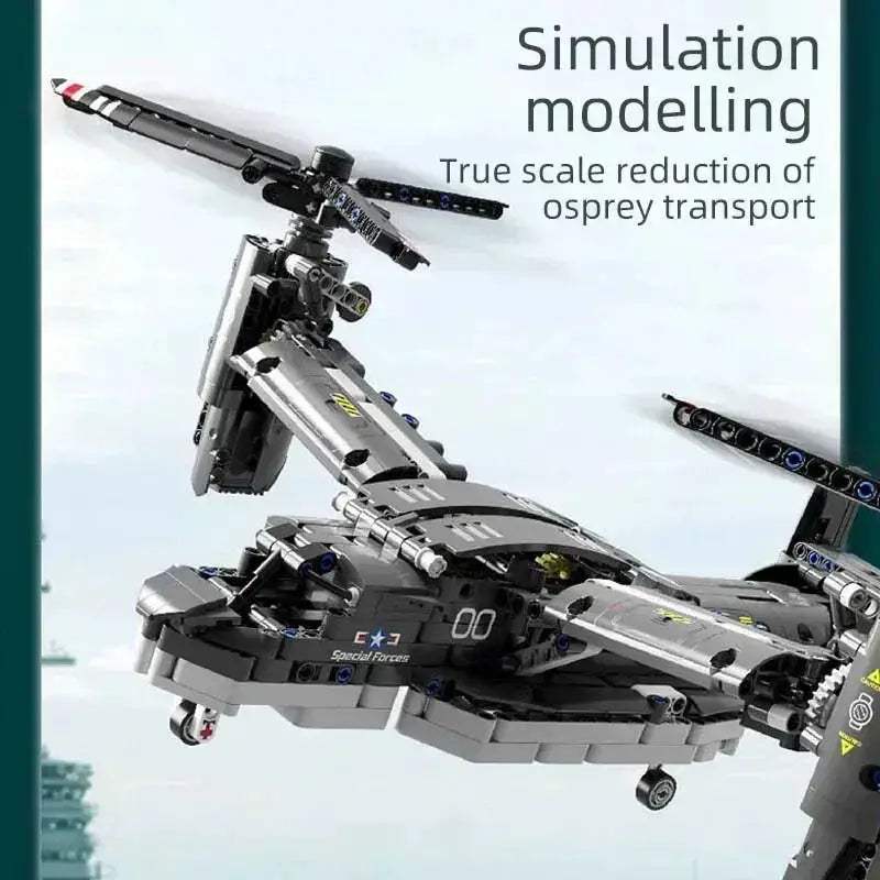 MOC Massive 1133Pcs Military Aircraft Building Blocks Set Osprey Fighter - ToylandEU