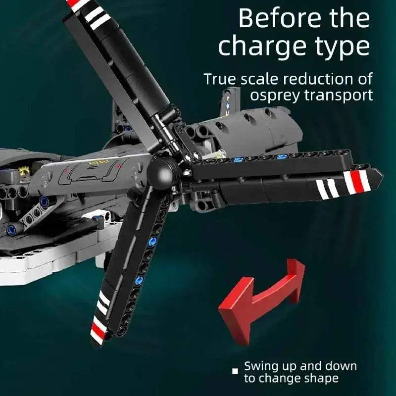 MOC Massive 1133Pcs Military Aircraft Building Blocks Set Osprey Fighter - ToylandEU