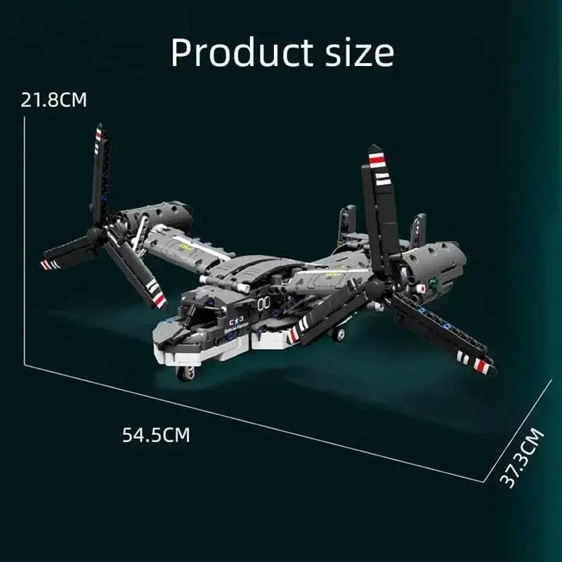MOC Massive 1133Pcs Military Aircraft Building Blocks Set Osprey Fighter - ToylandEU