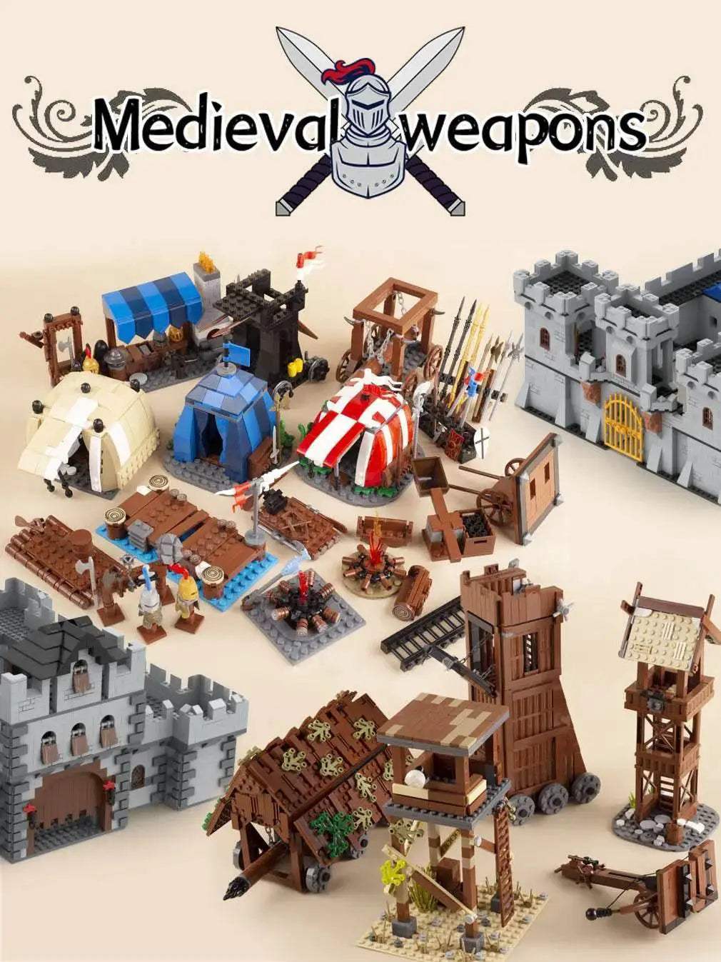 Medieval Castle Siege Weapons Building Blocks Army Knights Toys - ToylandEU