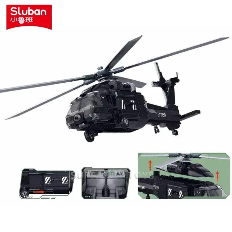 MOC Military Helicopter Building Blocks Educational Kit - ToylandEU