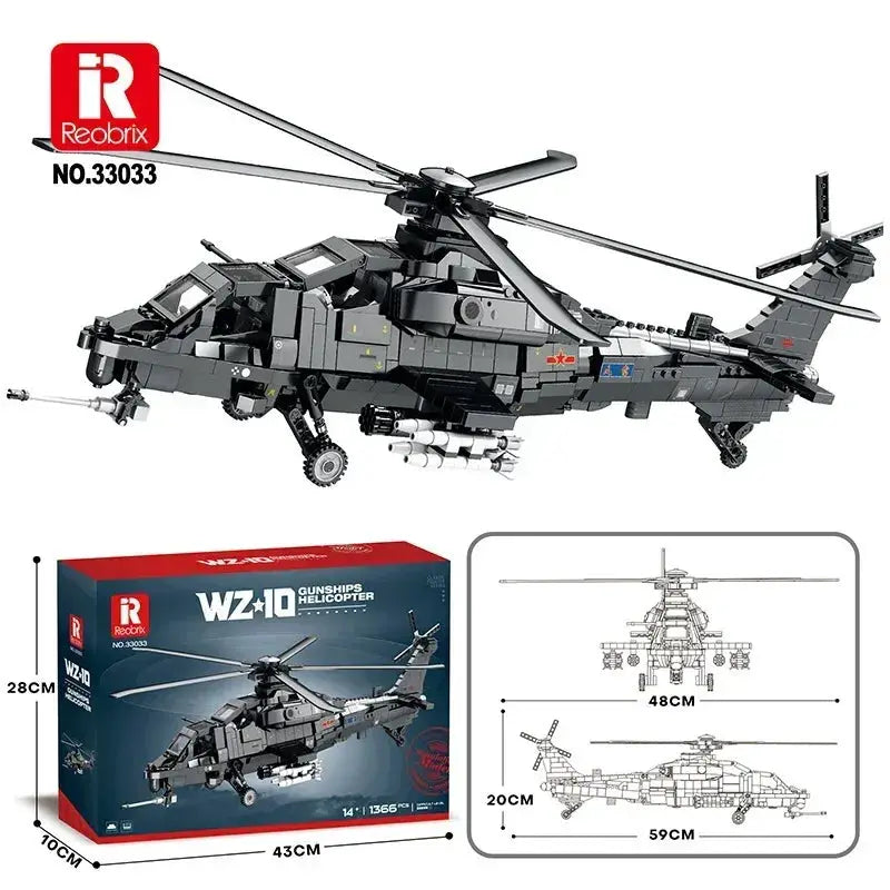 MOC Military Helicopter Building Blocks Educational Toy - ToylandEU