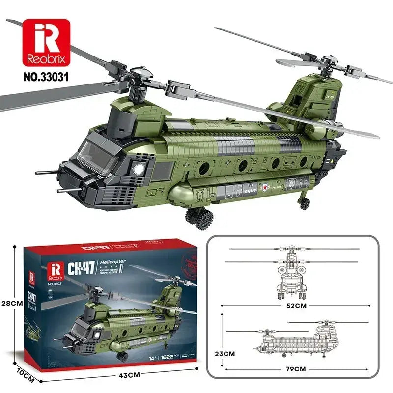 MOC Military Helicopter Building Blocks Educational Toy - ToylandEU