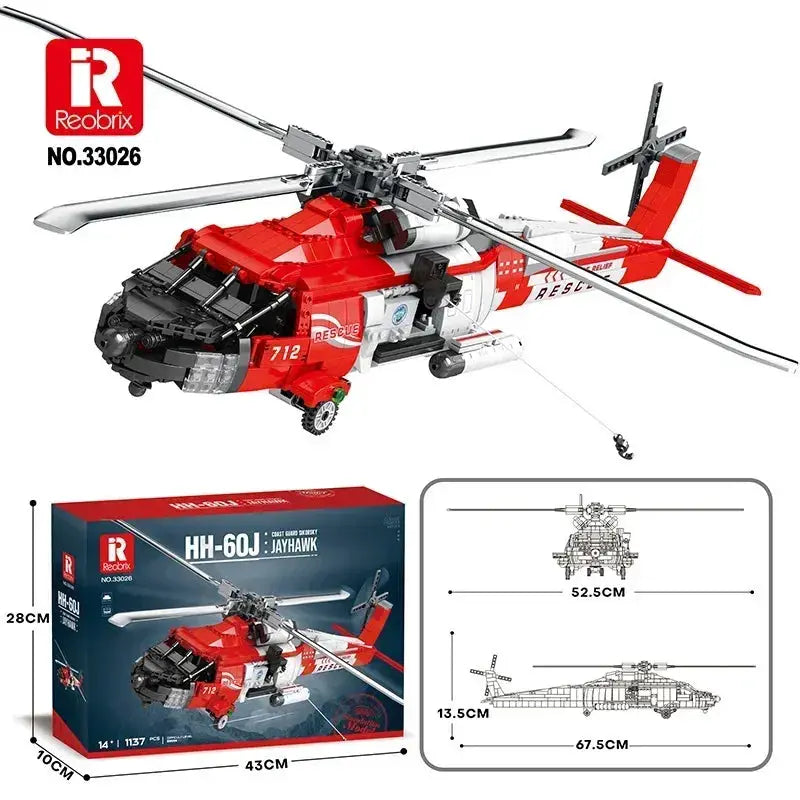 MOC Military Helicopter Building Blocks Educational Toy - ToylandEU