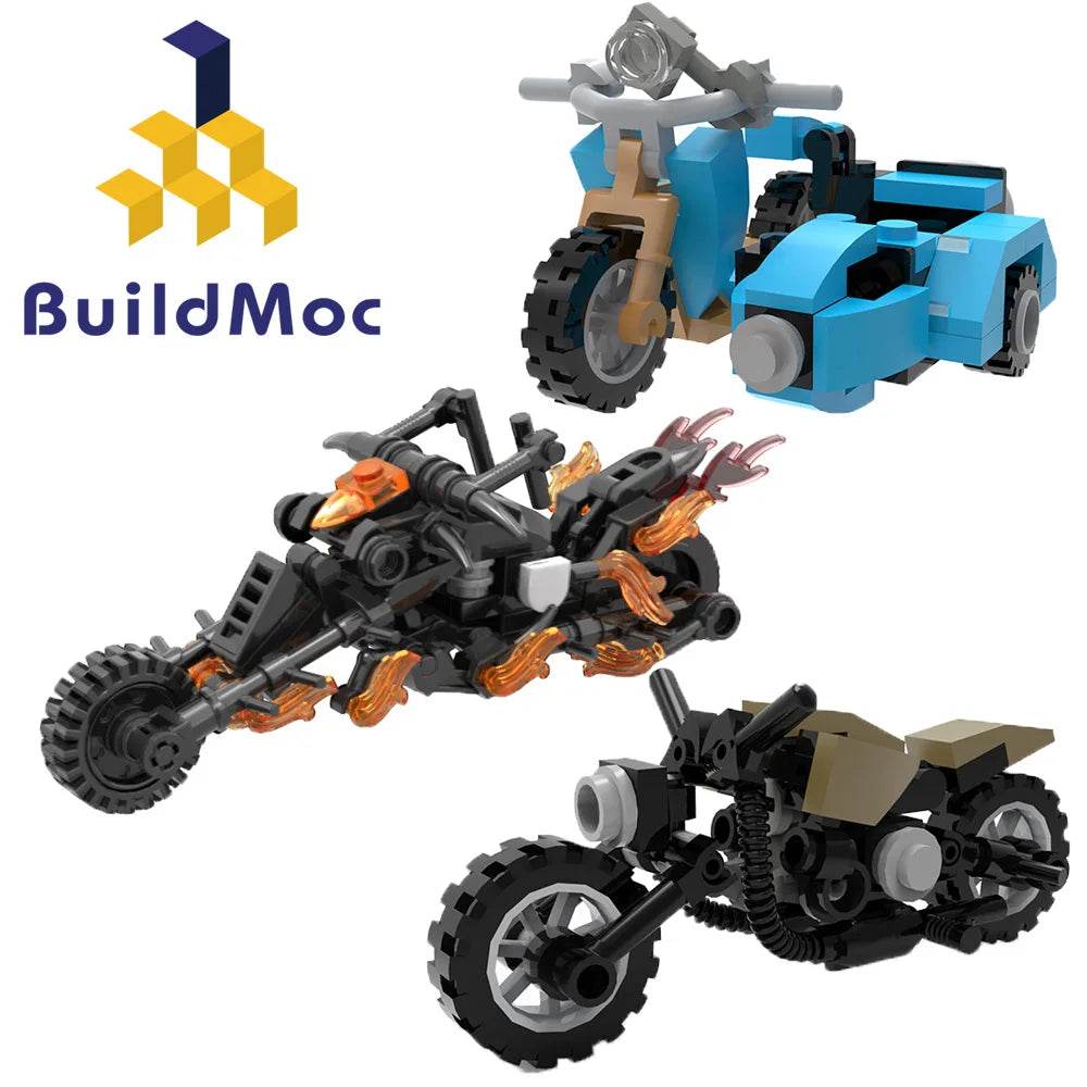 MOC Mini Motorcycle Building Block Set Magic Sidecar Ghost Motorbike Model Toy for Kids Christmas Birthdays Gift Building Bricks MOC - ToylandEU
