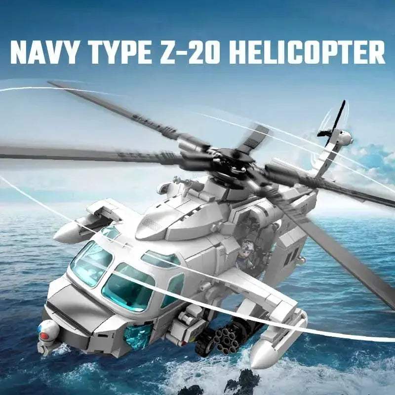 MOC Navy Type Z20 Lego Compatible Helicopter Building Blocks For Boys - ToylandEU