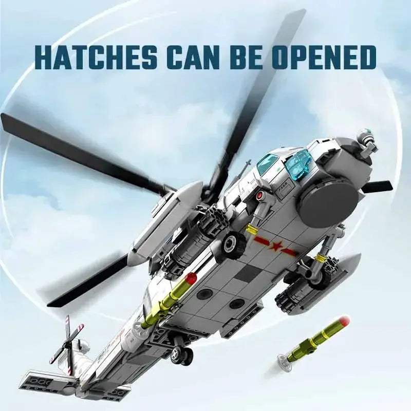 MOC Navy Type Z20 Lego Compatible Helicopter Building Blocks For Boys - ToylandEU