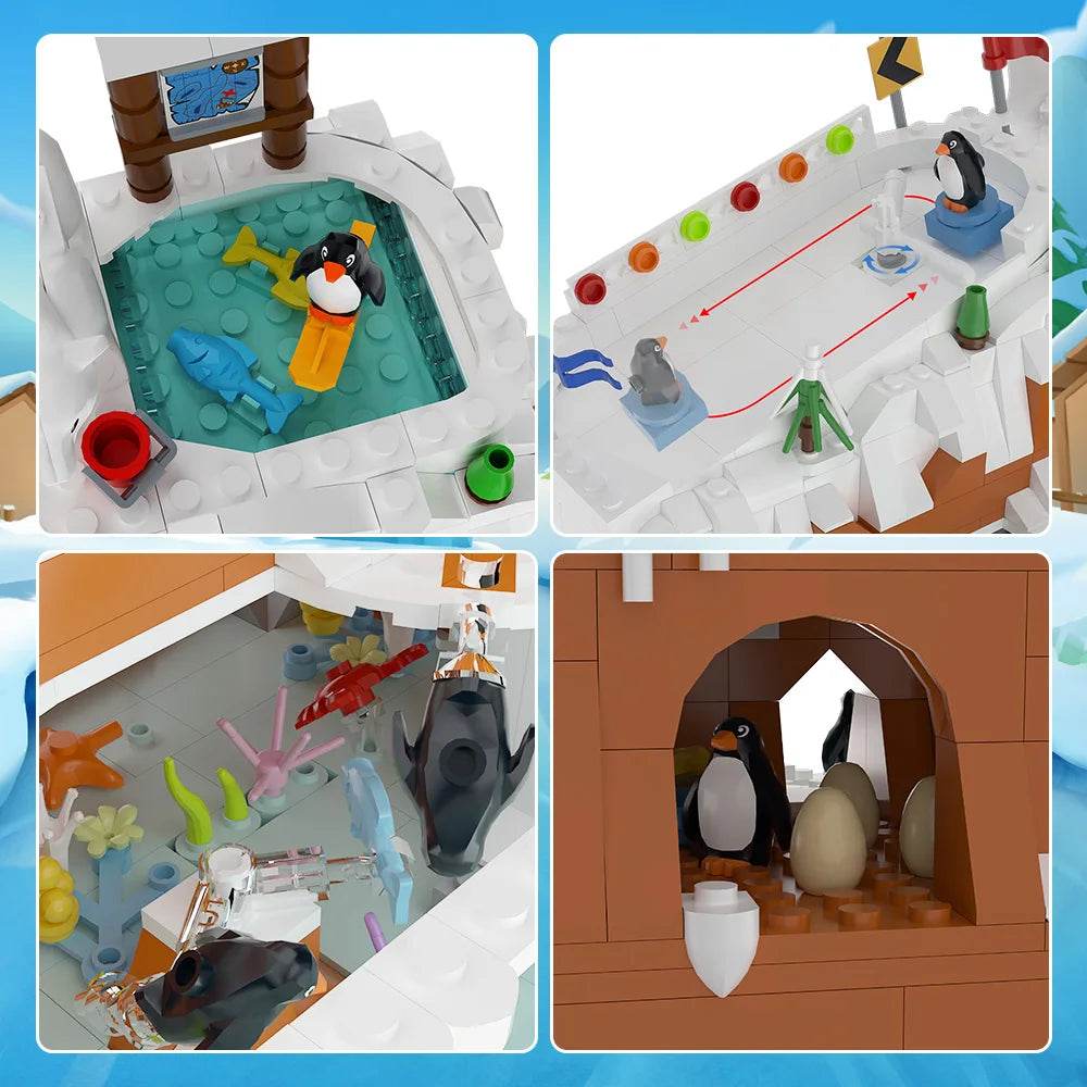 MOC Penguin Pavilion Model Building Blocks Cute Animal Building Bricks MOC - ToylandEU