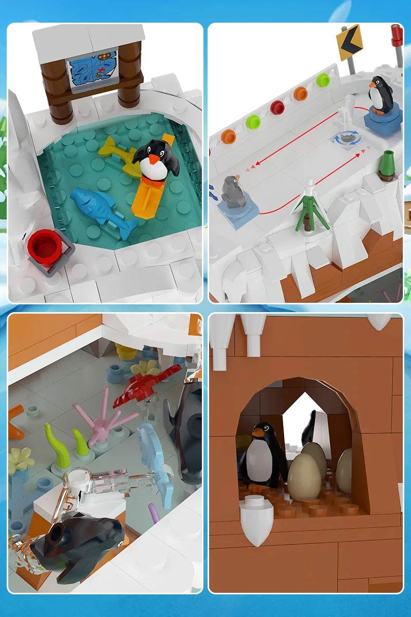 MOC Penguin Pavilion Model Building Blocks Cute Animal Building Bricks MOC - ToylandEU