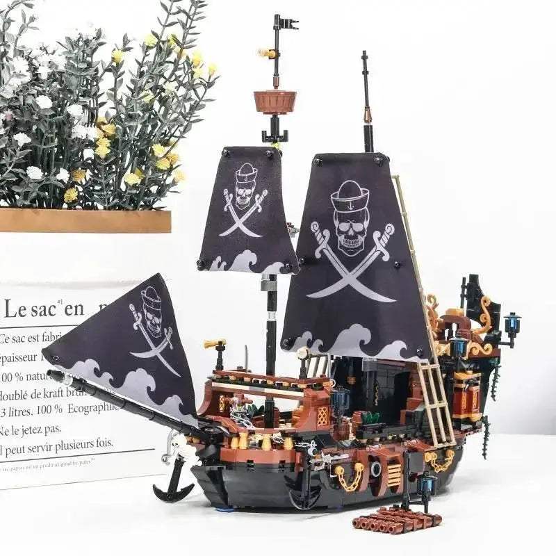 Pirate Ship Building Blocks Sailboat Model Bricks Creative Decor - ToylandEU