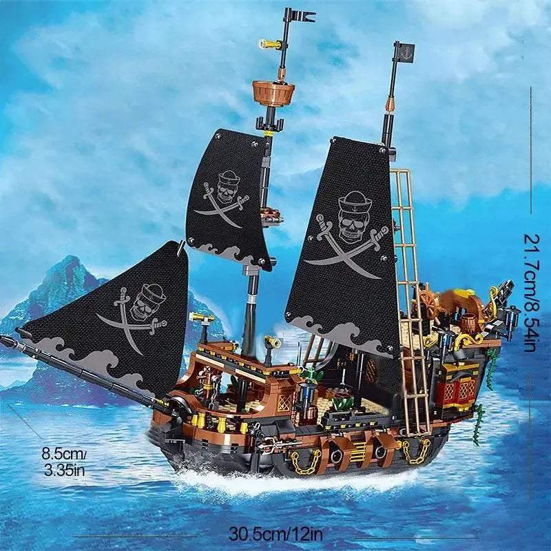 Pirate Ship Building Blocks Sailboat Model Bricks Creative Decor - ToylandEU