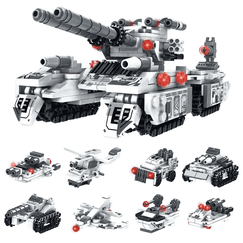 Premium Building Blocks 8in1 WW2 Military Vehicle Tank Kit With Airplane Truck For Boys And Adults - ToylandEU