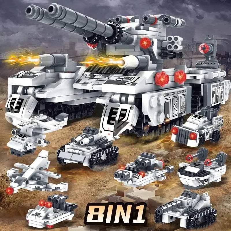 Premium Building Blocks 8in1 WW2 Military Vehicle Tank Kit With Airplane Truck For Boys And Adults - ToylandEU