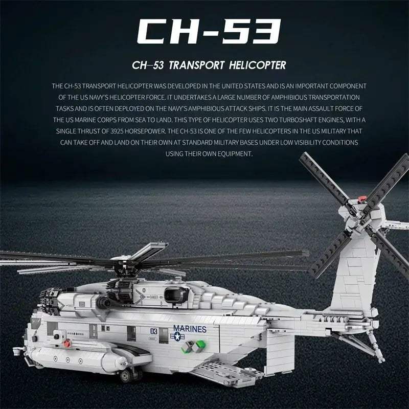 Premium Building Blocks CH53E Transport Helicopter Model Lego Compatible For Kids And Military Enthusiasts - ToylandEU