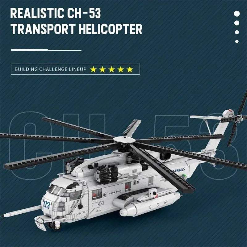 Premium Building Blocks CH53E Transport Helicopter Model Lego Compatible For Kids And Military Enthusiasts - ToylandEU