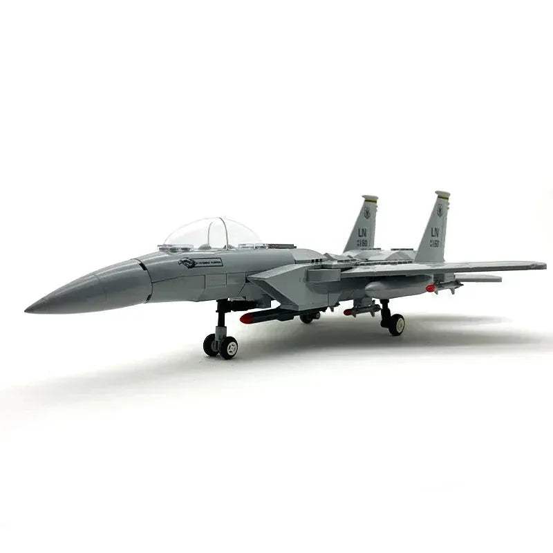 Premium Building Blocks Kit Military Aircraft Dual Models F15 And Apache For Boys And Collectors - ToylandEU