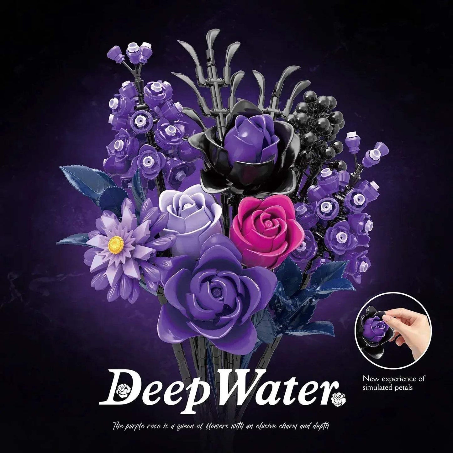Premium Building Blocks Lego Compatible Purple Rose Gothic Bouquet 822 Piece Set For Home Decor And Valentines Gift - ToylandEU
