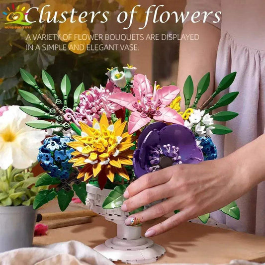 Premium Building Blocks MOC Flower Bouquet Model 1081 Pieces Potted Series Compatible With Lego For Children Desk Decor - ToylandEU