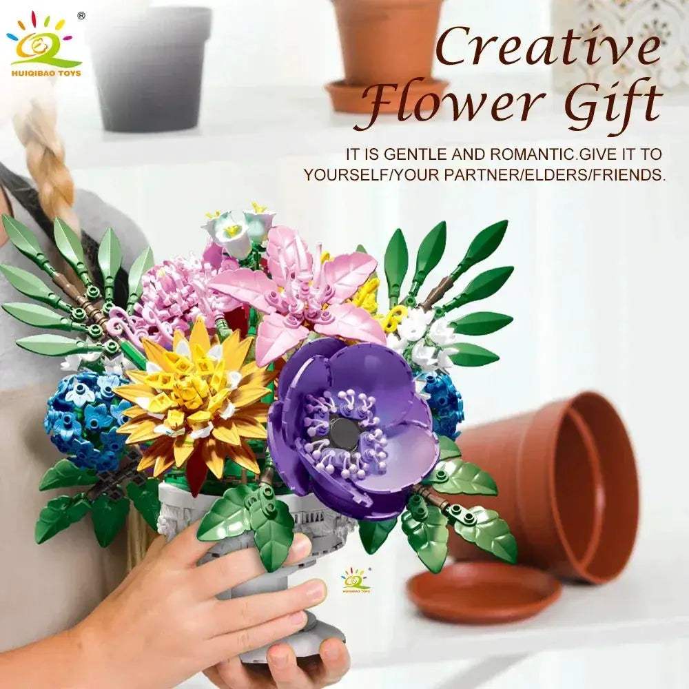 Premium Building Blocks MOC Flower Bouquet Model 1081 Pieces Potted Series Compatible With Lego For Children Desk Decor - ToylandEU