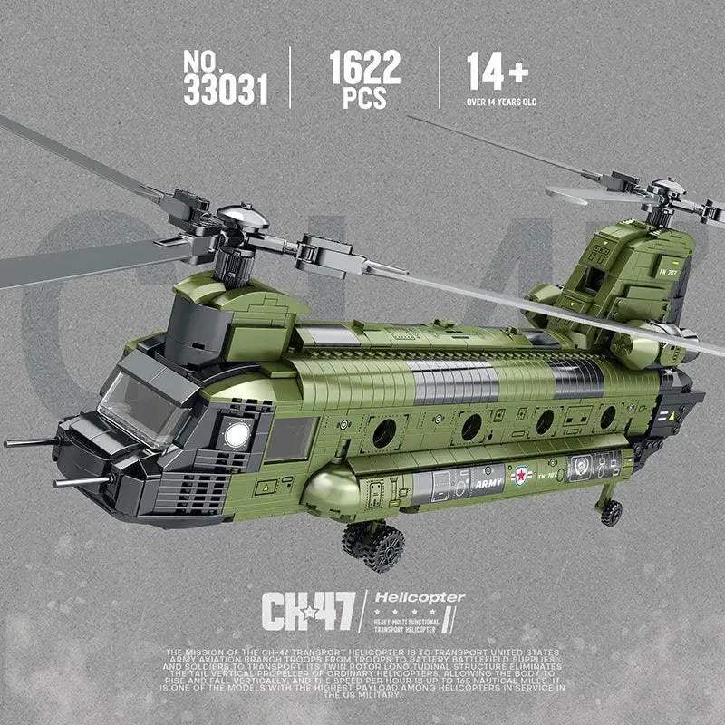 Premium Building Blocks Military CH47 Chinook Transport Plane Model 1451 Pieces For Kids Educational Gift - ToylandEU
