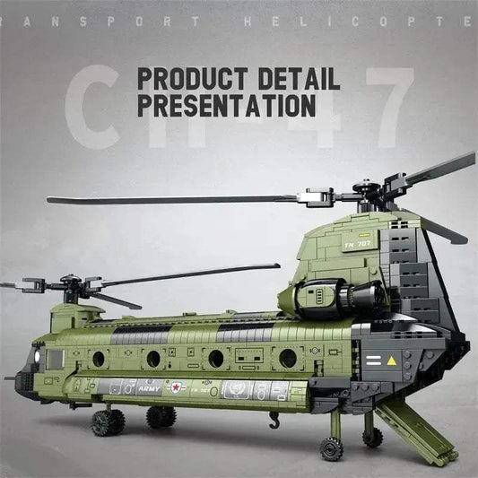 Premium Building Blocks Military CH47 Chinook Transport Plane Model 1451 Pieces For Kids Educational Gift - ToylandEU