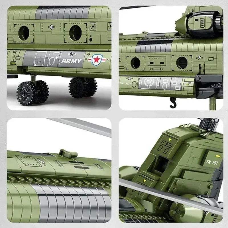 Premium Building Blocks Military CH47 Chinook Transport Plane Model 1451 Pieces For Kids Educational Gift - ToylandEU
