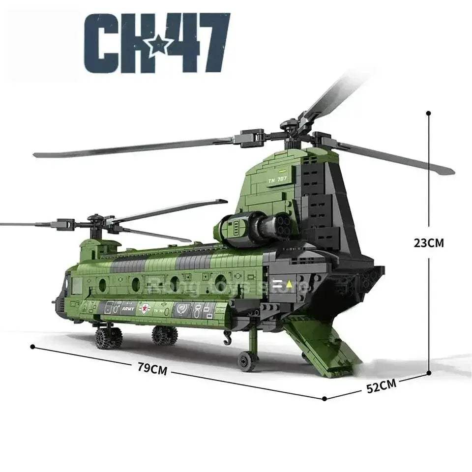 Premium Building Blocks Military CH47 Chinook Transport Plane Model 1451 Pieces For Kids Educational Gift - ToylandEU