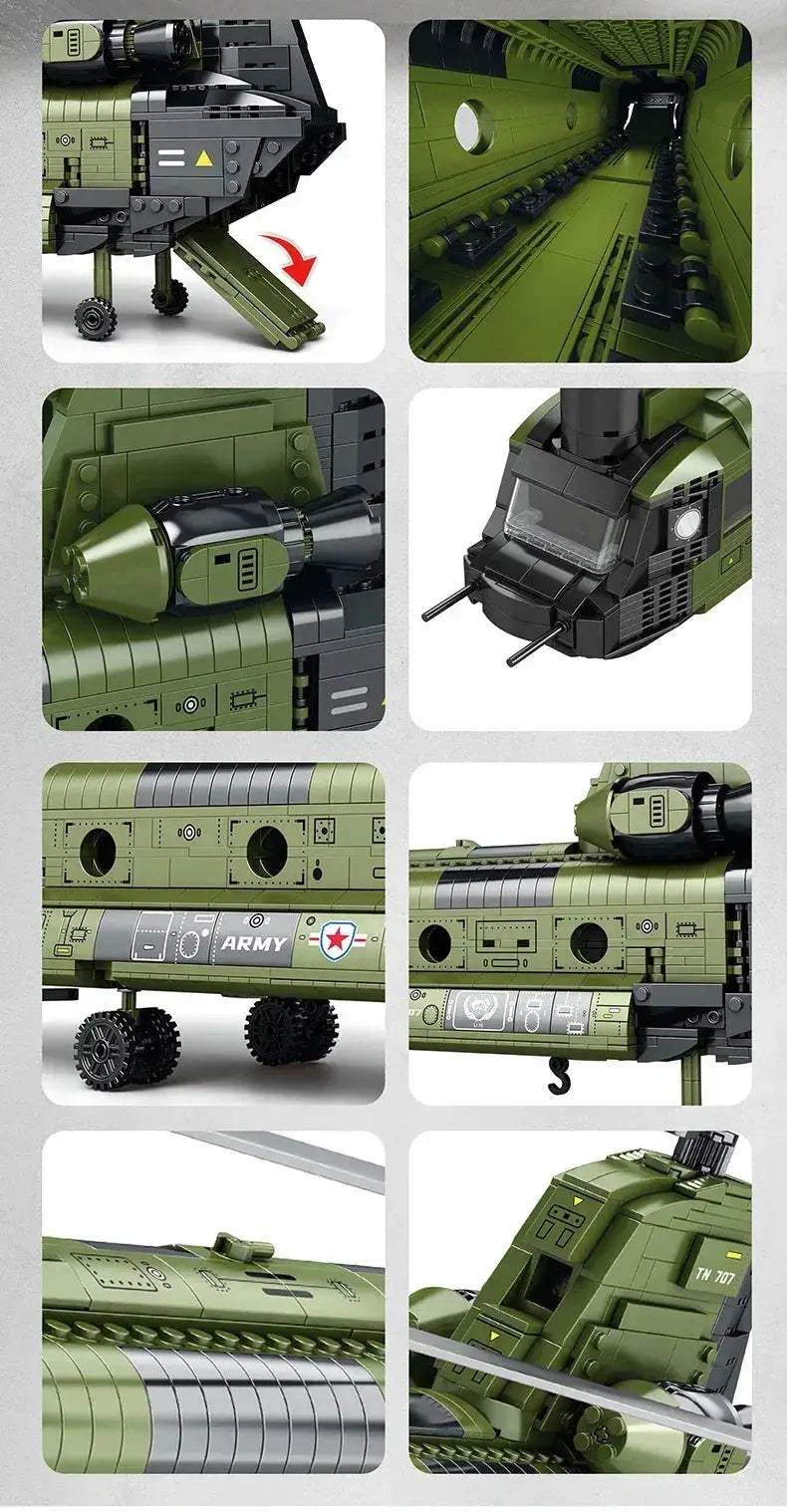 Premium Building Blocks Military CH47 Chinook Transport Plane Model 1451 Pieces For Kids Educational Gift - ToylandEU