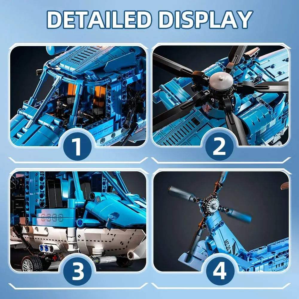Premium Building Blocks Set 1711-Piece Military Helicopter Kit For Kids STEM Gift - ToylandEU