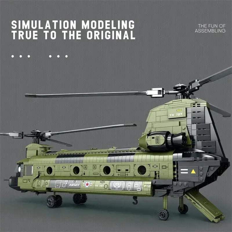 Premium Building Blocks Set Chinook Transport Plane Model With 1451 Pieces For Kids Gifts - ToylandEU