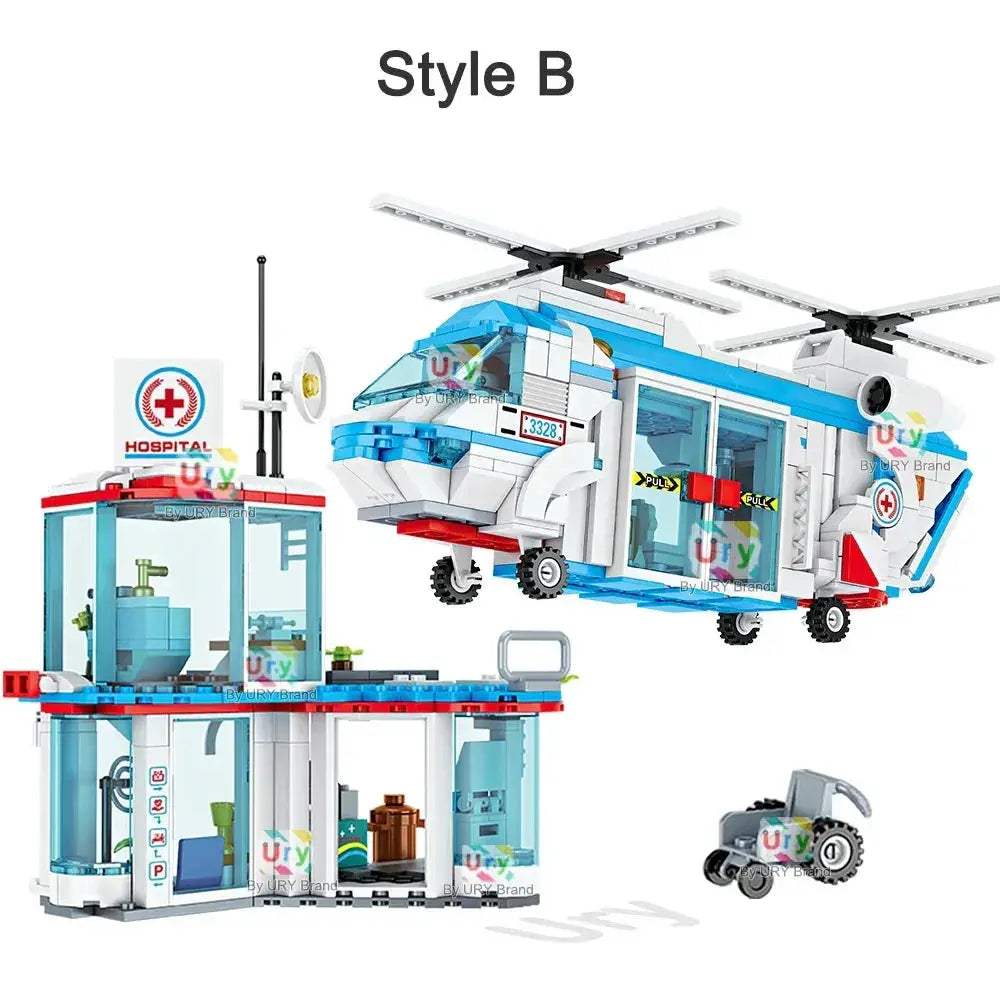 Premium Building Blocks Set Lego Compatible 3in1 City Hospital Ambulance Emergency Room For Boys - ToylandEU