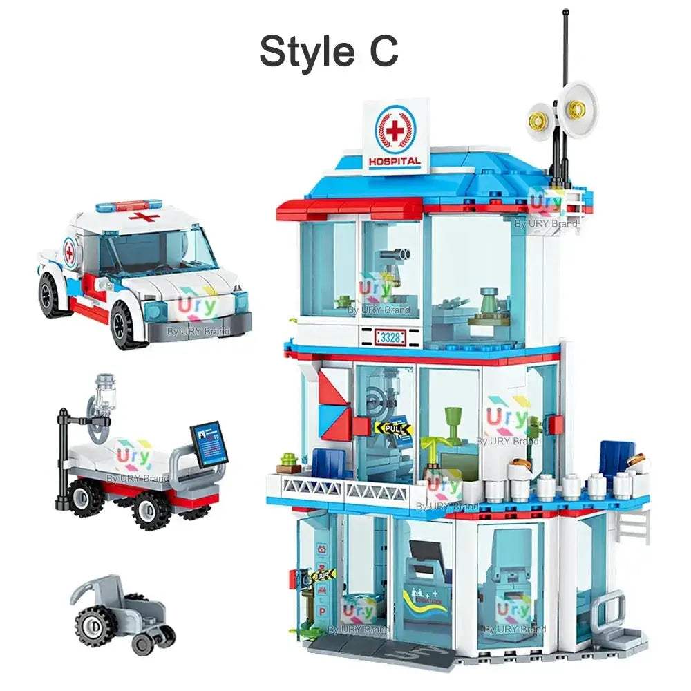 Premium Building Blocks Set Lego Compatible 3in1 City Hospital Ambulance Emergency Room For Boys - ToylandEU