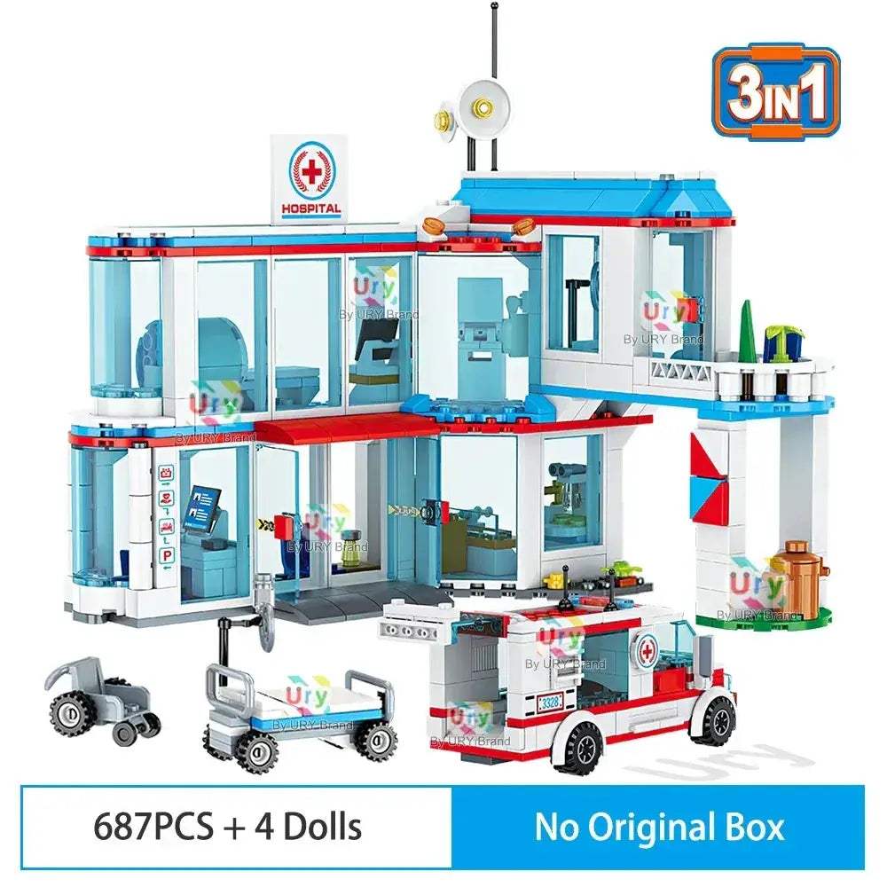 Premium Building Blocks Set Lego Compatible 3in1 City Hospital Ambulance Emergency Room For Boys - ToylandEU