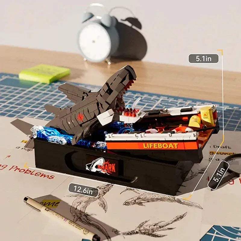 Premium Building Blocks Set Shark Attack Pirate Ship Scene 758 Pieces MOC For LEGO Fans Desktop Decor Gift - ToylandEU
